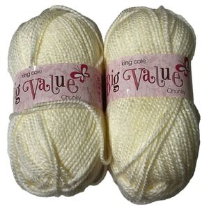 King Cole Yarn Big Value Chunky‎ Premium Acrylic Approx 167 yard Color is Cream